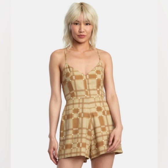 🔆RVCA🔆 SATURDAY ROMPER cute adjustable, comfortable shorts retro - Picture 12 of 14